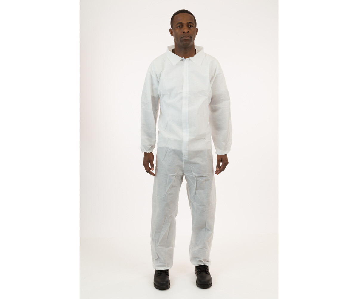 International Enviroguard White SMS Coverall Elastic Wrist &amp; Ankle Large 25/ pack