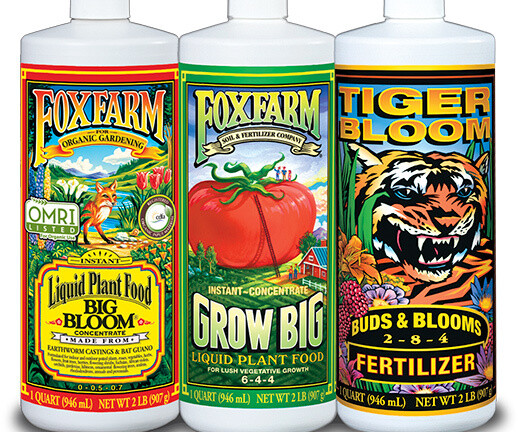 FoxFarm Trio Liquid Base Nutrients Kick Starter Pack Bundle Kit with Grow Big Soil, Big Bloom, &amp; Tiger Bloom 3 quart 3 liter total 1/ each