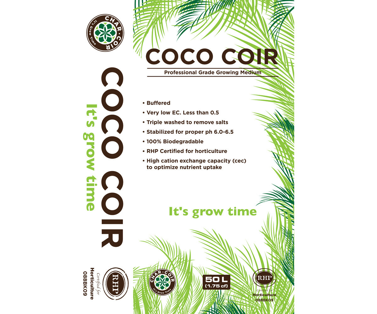 Char Coir Coconut Coir Coco Fiber 100% RHP Certified 50 liter