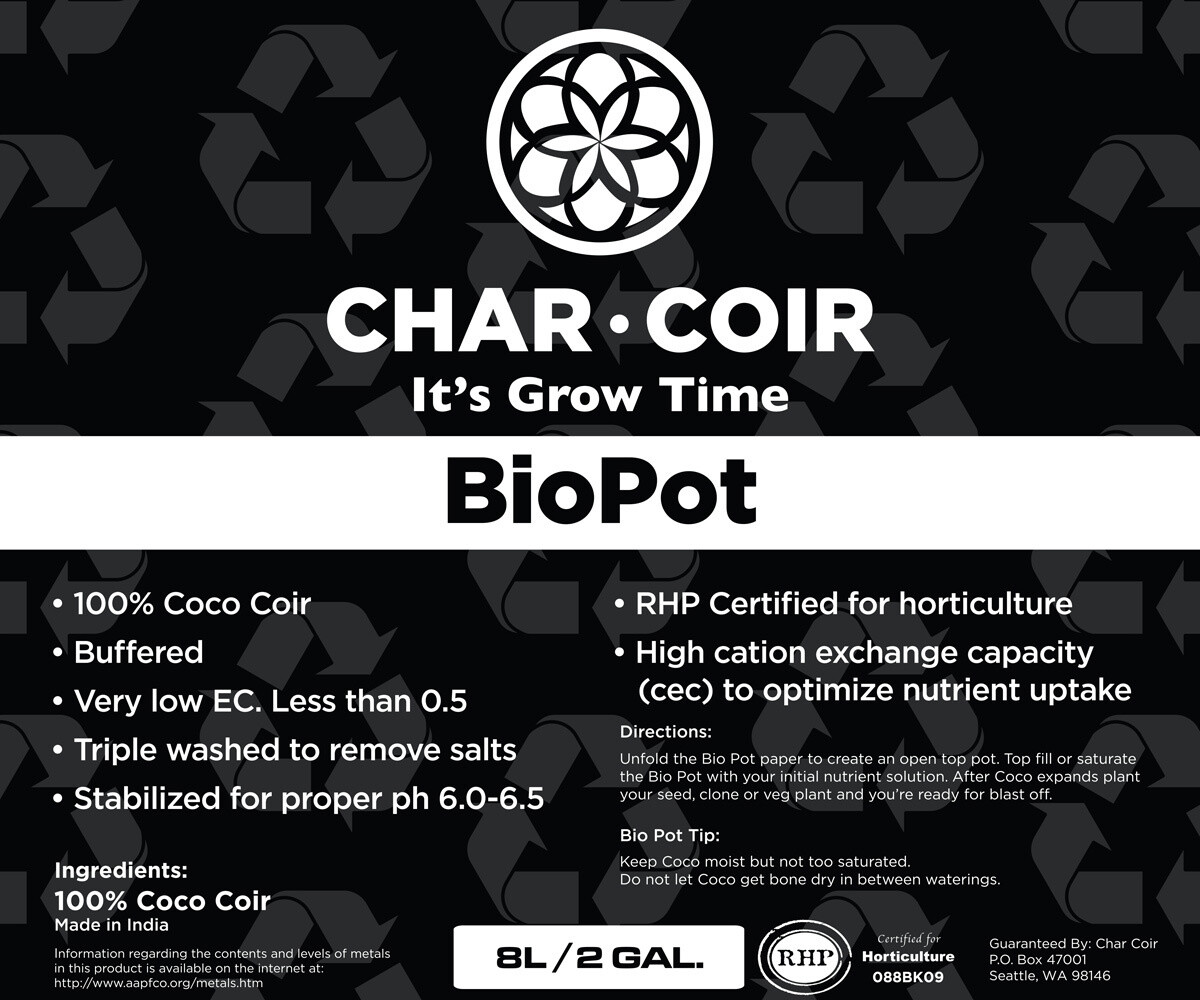 Char Coir BioPot, size: 8 liter 10/ pack