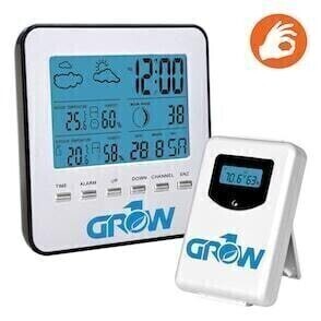 Grow1 Digital Hygrometer Weather Station Wireless Temperature/ Humidity, size: Complete with Sensor