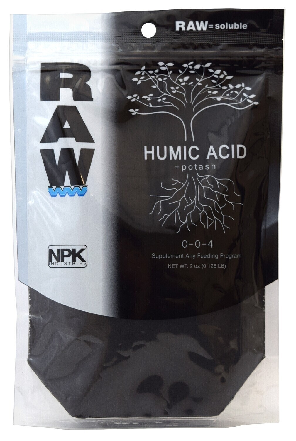 NPK Industries RAW Humic Acid C₉H₉NO₆ 0-0-4, size: 2 ounce 57 gram 1/ each