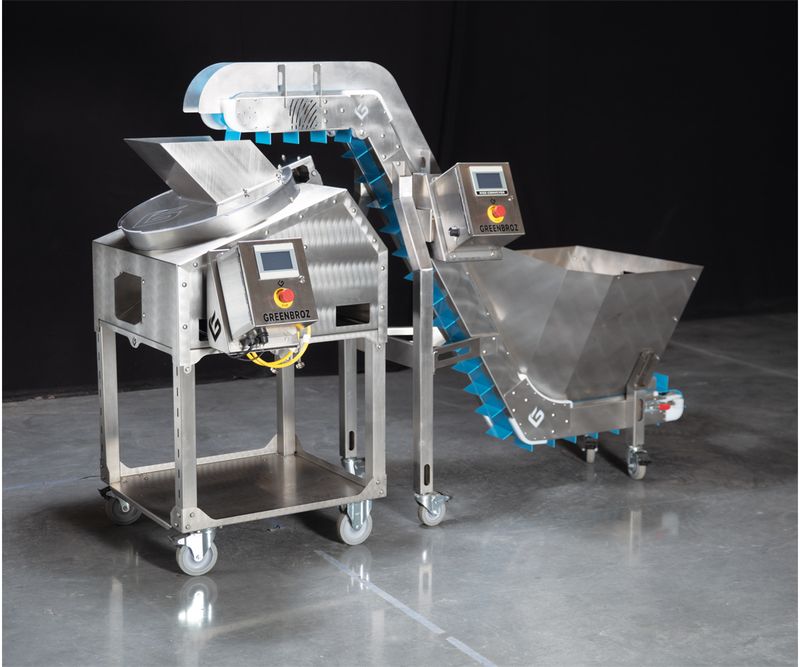 GreenBroz Dry Trimmer includes Rise Conveyor Stainless Steel Model M+ GreenBroz Dry Trimmer includes Rise Conveyor Stainless Steel Model M+