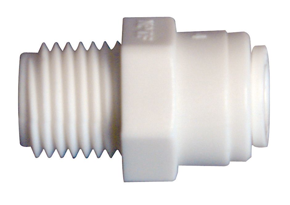 Hydro-Logic Leak Proof Connector Fitting Quick Connect QC Adapter Straight White QCxMNPT 1/4 inch