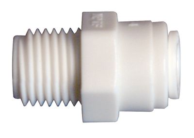 Hydro-Logic Leak Proof Connector Fitting Quick Connect QC Adapter Straight White QCxMNPT 1/4 inch