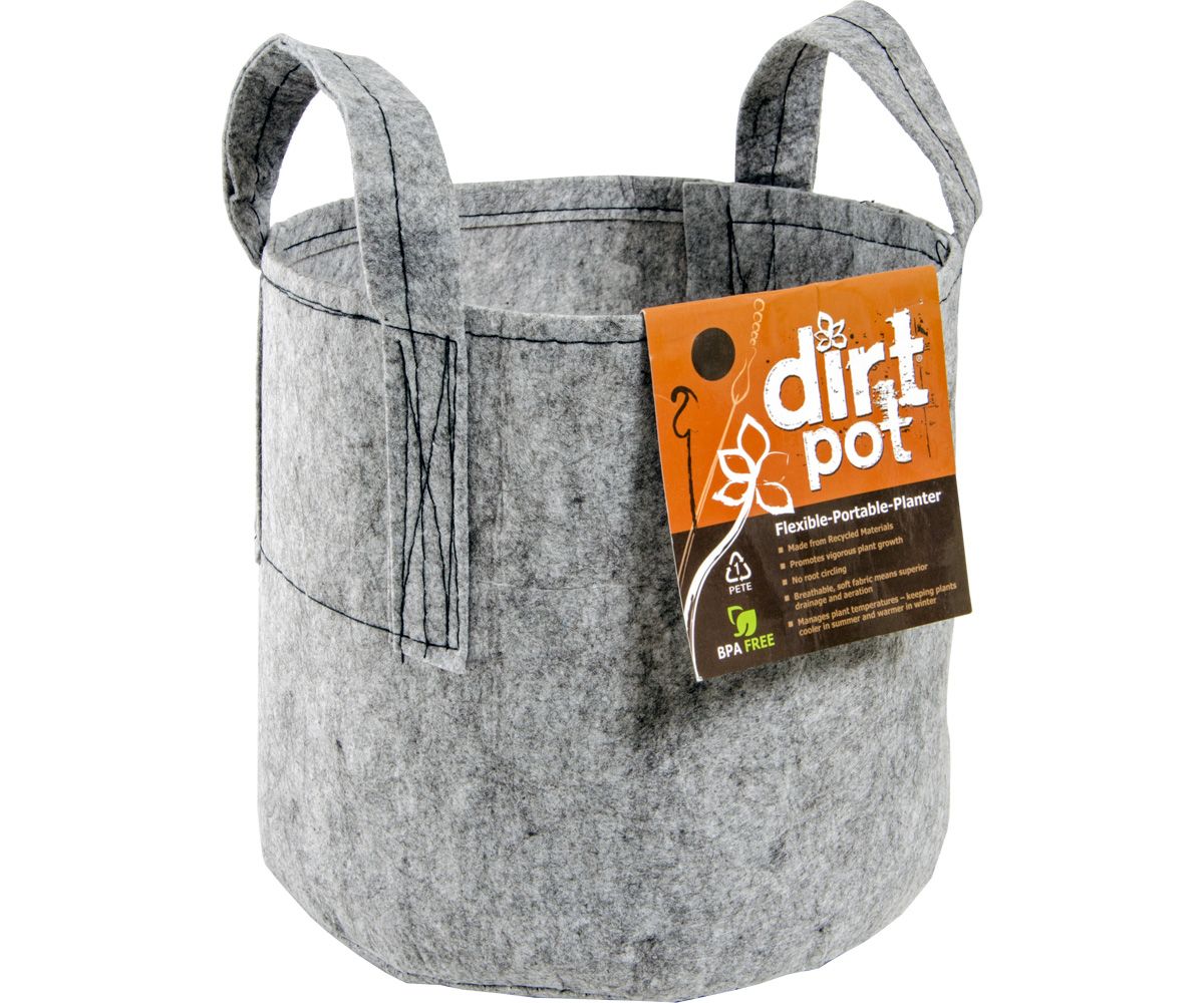 Dirt Pot Fabric Round Pot with Handles Gray