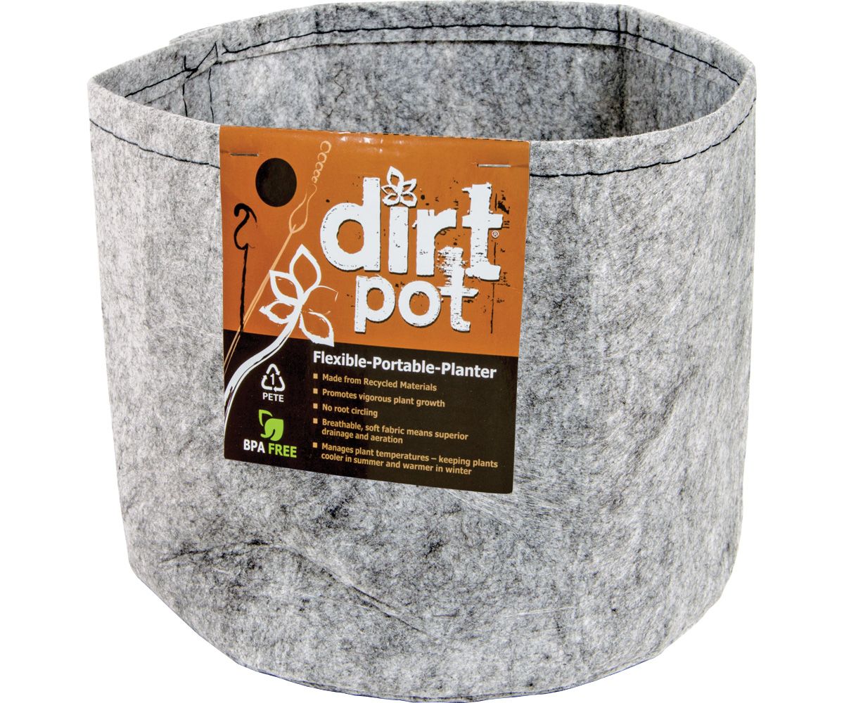 Dirt Pot Fabric Round Pot no Handles Gray