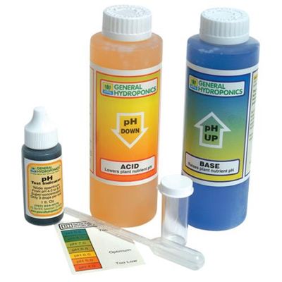 General Hydroponics pH Test Control Kit with pH Down 8 oz, pH Up 8 oz, and 1 oz Indicator Solution 1/ each