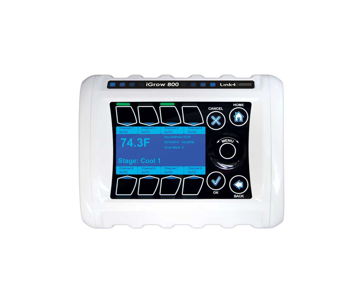 Link4 Corporation iGrow 800 Room Smart Controller Temperature, CO2, Humidity, Fans, Heaters, Vents, Irrigation, Light Dep, etc.