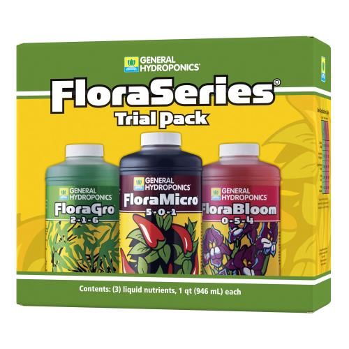 General Hydroponics Flora Series Performance Kick Starter Trial Pack quart size bottles