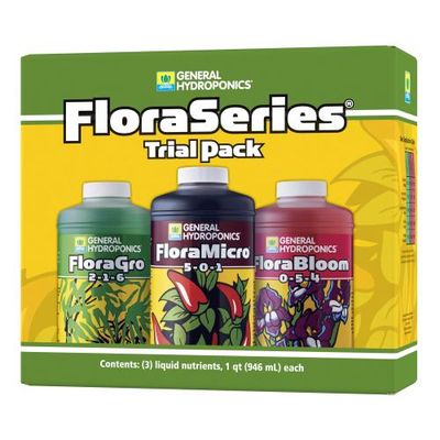 General Hydroponics Flora Series Performance Kick Starter Trial Pack quart size bottles