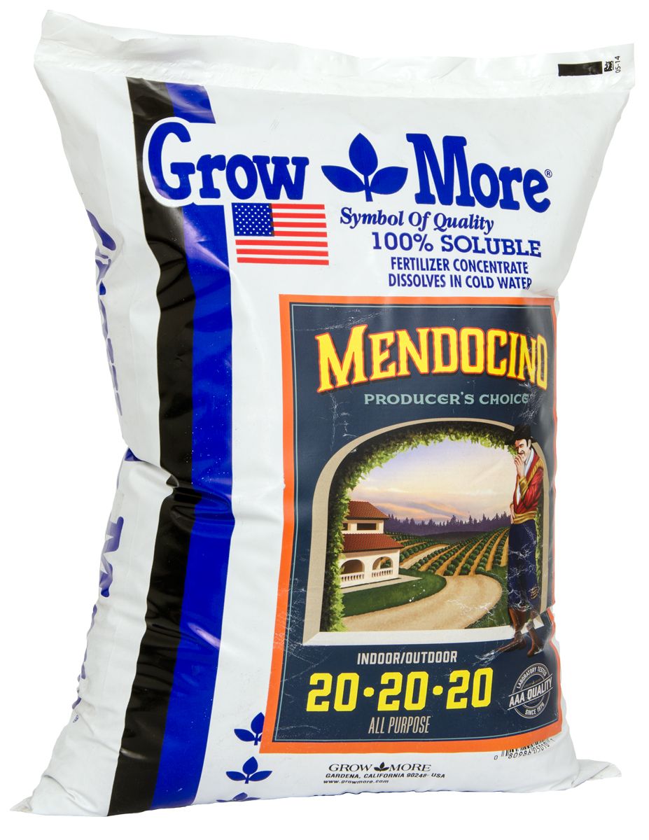 Grow More Mendocino Fertilizer All Purpose 20-20-20 Soluble 25 pound 11 kilogram 1/ each