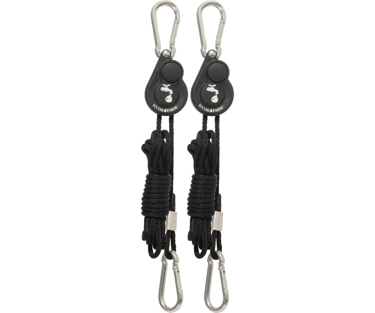 Hydrofarm Light Riser Hanging with Push Button Release Black 1/8 inch 2/ pack