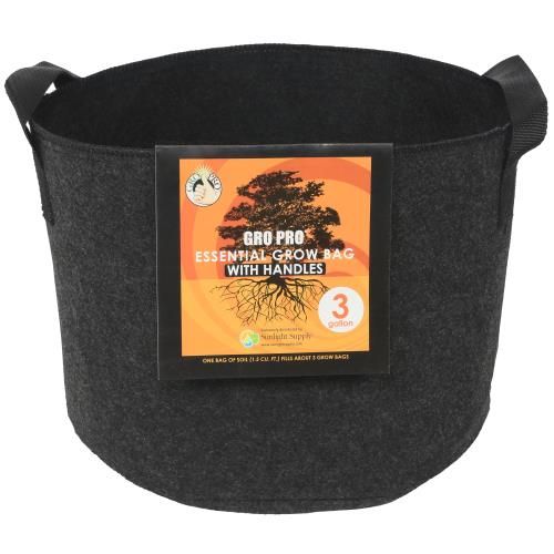 Gro Pro Round Fabric Pot with Handles Black