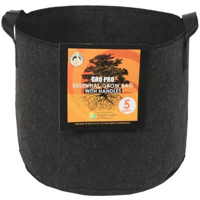 Gro Pro Round Fabric Pot with Handles Black