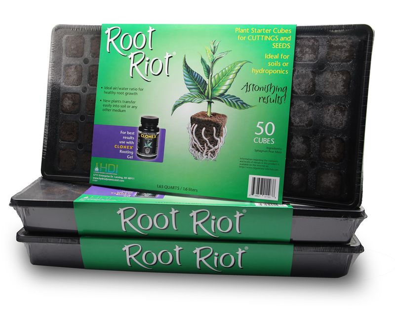 Hydrodynamics International Root Riot Plug Tray Insert 10x20 inch Prefilled with Plugs, Myco 1.3x1.8 inch Square 50 plugs