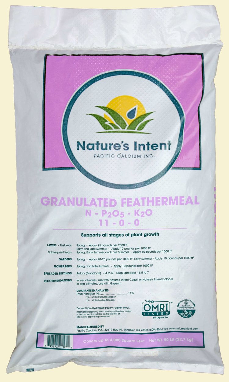 Nature&#39;s Intent Granulated Feather Meal 11-0-0 Organic 50 pound 23 kilogram 1/ each