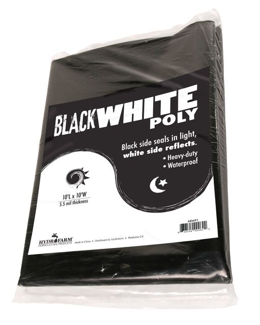 Hydrofarm Black &amp; White Poly Film, size: 10x10 foot 5.5 mil
