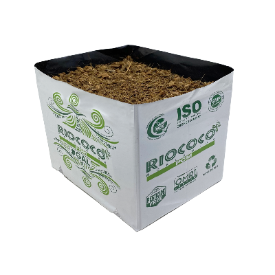 RIOCOCO Worldwide Grow Bag Pot Prefilled Coconut Coir, size: 0.4 cubic foot 11.4 liter 3 gallon 10x8x9 inch Open Top 1 block