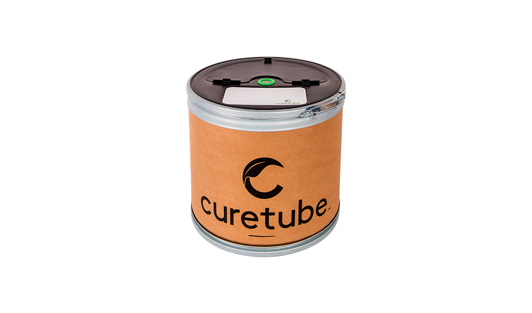 Curetube Quick Cure Easy Burp with Hygrometer &amp; Dry Erase Board, size: 2-4 pound Container Tube, Liner, &amp; Lid 15 tubes/ pack