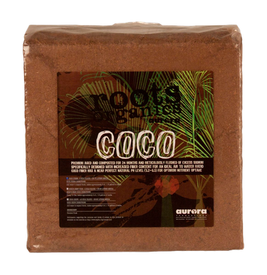 Aurora Innovations Roots Organics Coco Coir Coconut Fiber Expandable Brick 2 cubic foot 57 liter 5 kilogram 15 dry gallon 1/ each