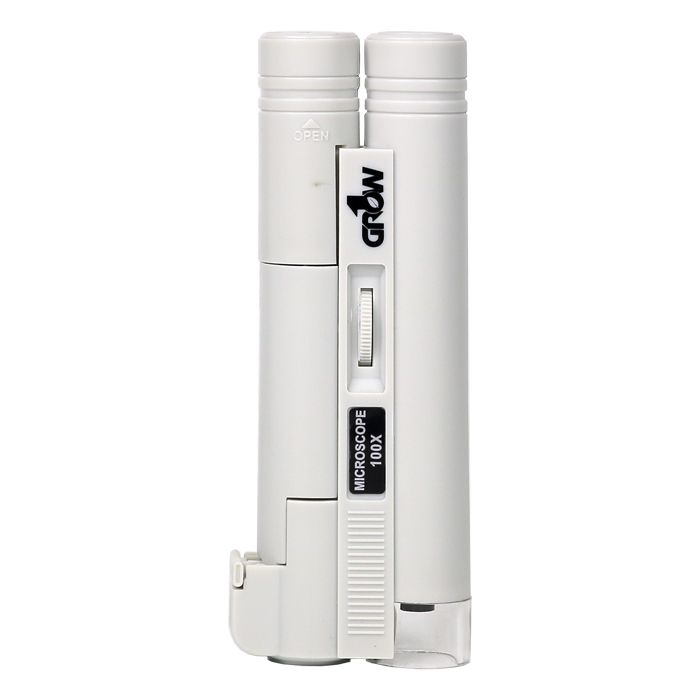 Grow1 Microscope Magnifier LED Illuminated Powerful Slim Scope 100x magnification use 2 batteries AA (not included)