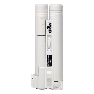 Grow1 Microscope Magnifier LED Illuminated Powerful Slim Scope 100x magnification use 2 batteries AA (not included)