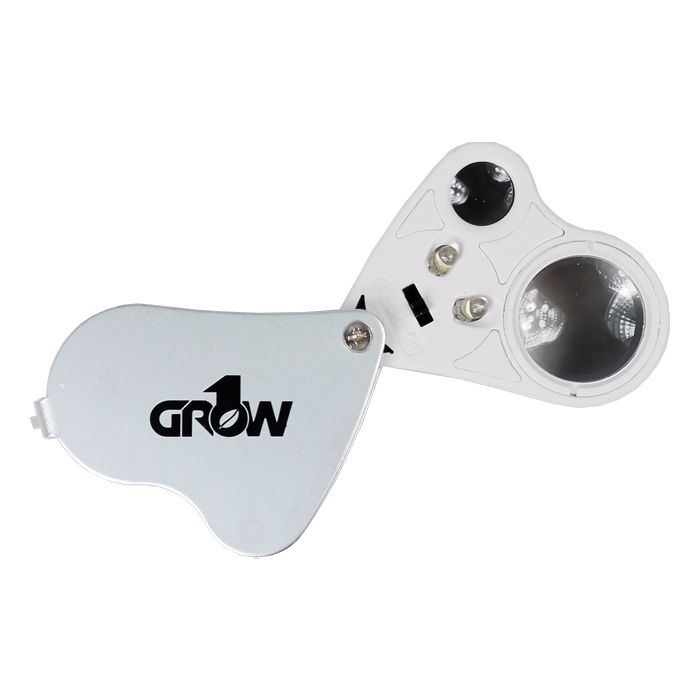 Grow1 Microscope Magnifier LED Illuminated Double Loupe 30x, 60x magnification use 3 batteries LR1130 (included)
