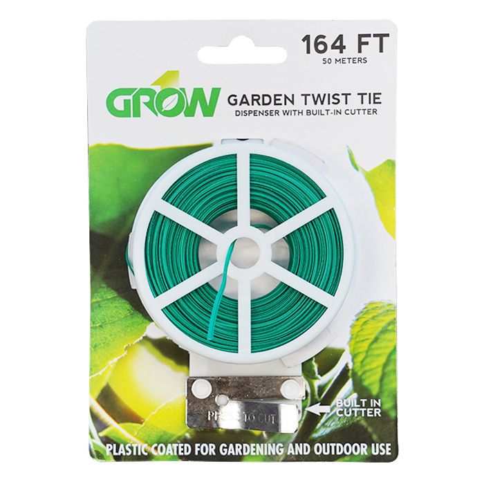 Grow1 Grow Ties Twist Plant Support with Dispenser &amp; Cutter Green