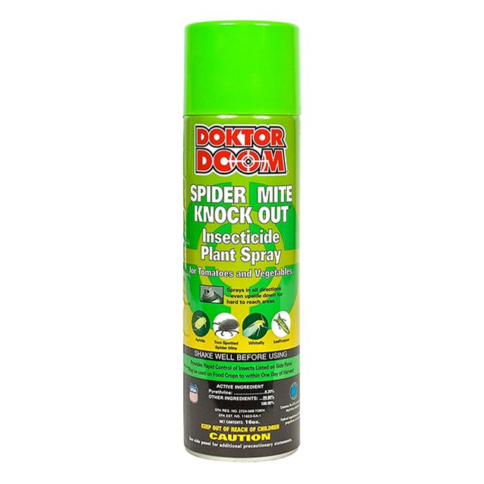 Doktor Doom Spider Mite Knock Out Insecticide &amp; Miticide Pyrethrin Pressurized Aerosol Spray Can 1 pint 500 milliliter 1/ each
