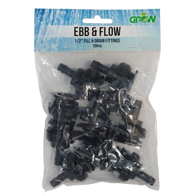 Grow1 Tubing Barbed Connector Fitting Ebb &amp; Flow, Flood &amp; Drain, Tub Outlet/ Inlet