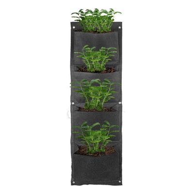 Prune Pot Hanging Fabric Pot Planters Black with Grommets 11x39.25 inch 4 pouch