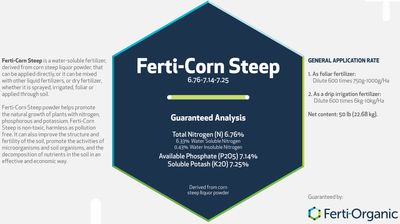Ferti-Organic Ferti-Corn Steep 6.76-7.14-7.25 50 pound 23 kilogram 1/ each
