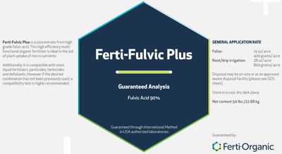 Ferti-Organic Soluble Fulvic Acid Plus 90%+ 50 pound 23 kilogram 1/ each