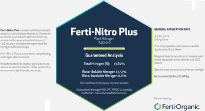 Ferti-Organic Ferti-Nitro Plus Plant Nitrogen with Amino Acids 13.62-0-0 50 pound 23 kilogram 1/ each