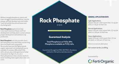 Ferti-Organic Rock Phosphate 0-14-0 Phosphorus total 28% &amp; available 14% CaO 30%