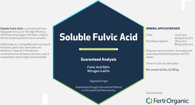 Ferti-Organic Soluble Fulvic Acid 69%+ 50 pound 23 kilogram 1/ each
