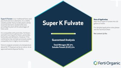 Ferti-Organic Super K Fulvate Soluble Fulvic Acid and Microelements 50 pound 23 kilogram 1/ each