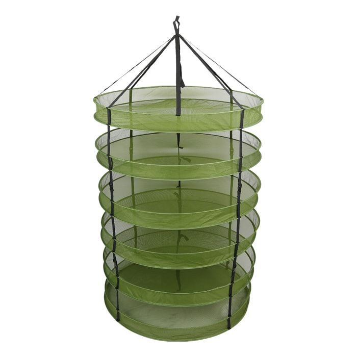 Grow1 Drying Rack Round Collapsible 6 Layer with Clips 3 foot