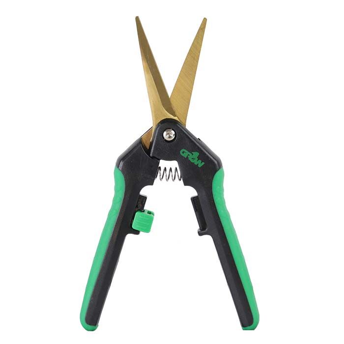 Grow1 Trimming Scissors Shears Curved Blade Titanium 2 inch Green