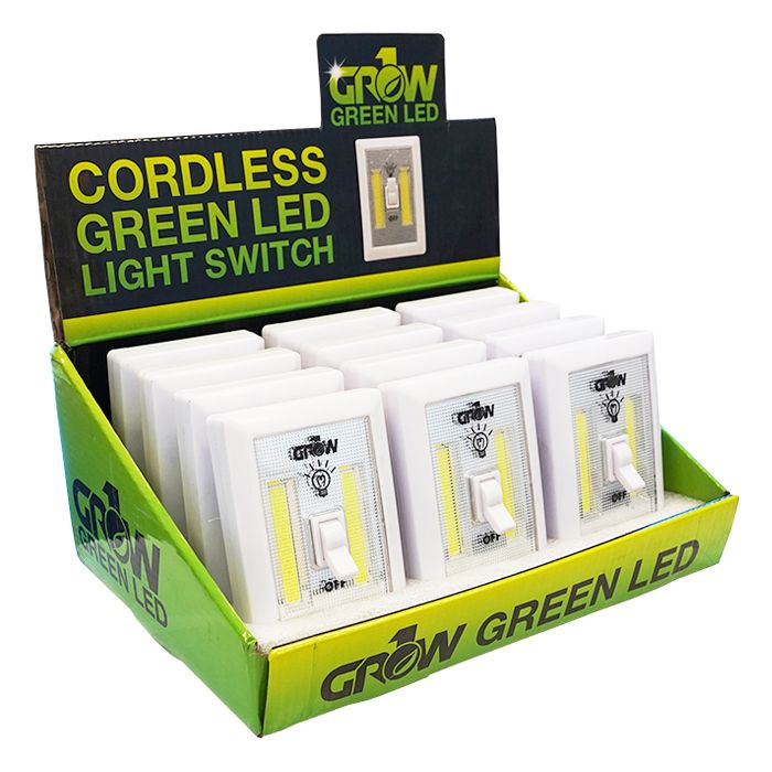 Grow1 Green LED Lamp Wall Light Cordless with Switch 12/ pack