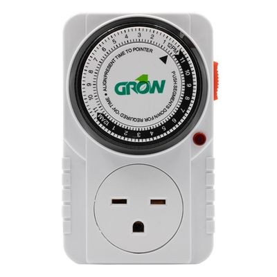 Grow1 Timer Analog Mechanical Single Outlet 15 minute minimum up to 48 cycles/ day 240 volt