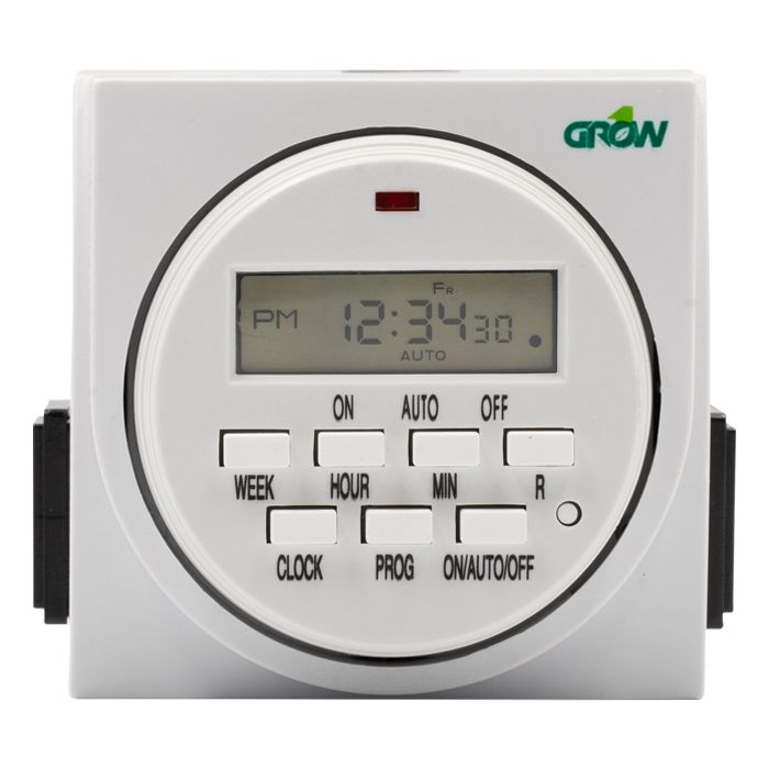Grow1 Timer Digital Dual Outlet 1 minute minimum up to 8 cycles/ day 120 volt 15 amp