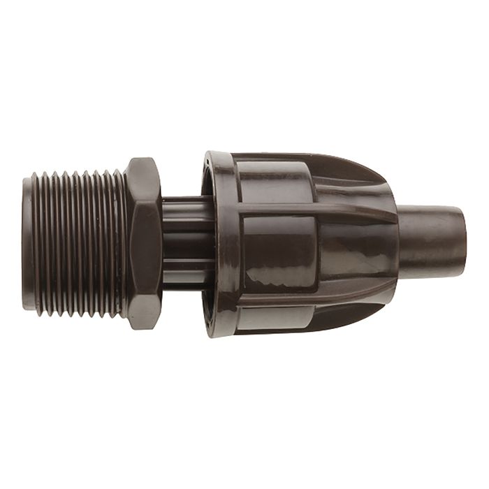Netafim TechLock Connector Fitting Adapter Straight Barbed x Threaded 17 millimeter insert 3/4 inch MPT 25/ pack