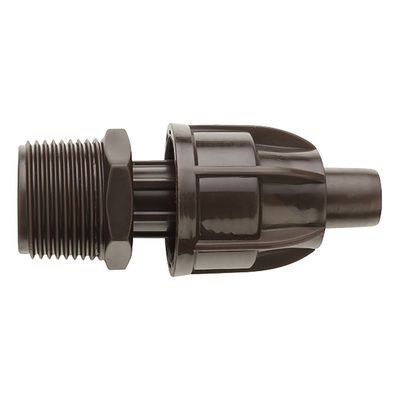 Netafim TechLock Connector Fitting Adapter Straight Barbed x Threaded 17 millimeter insert 3/4 inch MPT 25/ pack