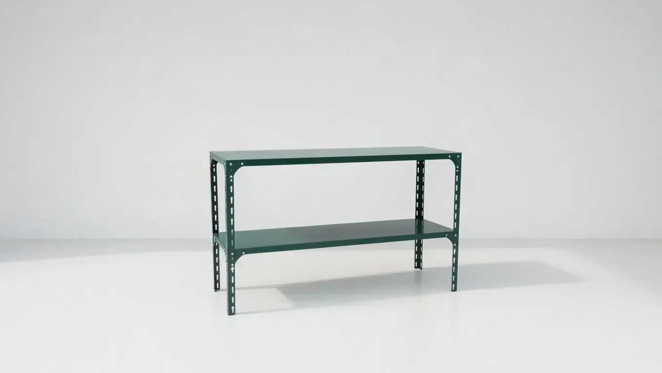 Grandio Powder Coated Steel Staging Table 2 Tier 43.5 wide x 38.5 high x 20 deep inch 1/ each