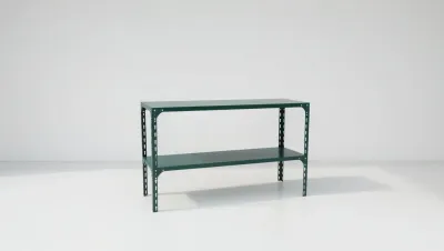 Grandio Powder Coated Steel Staging Table 2 Tier 43.5 wide x 38.5 high x 20 deep inch 1/ each