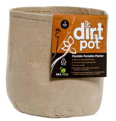 Dirt Pot Fabric Round Pot no Handles Tan 3 gallon 1/ each