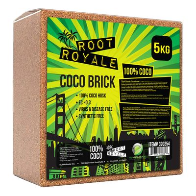 Root Royale Coco Coir Coconut Fiber Expandable Brick EC<0.3 Standard 2 cubic foot 57 liter 11 pound 5 kilogram 1/ each