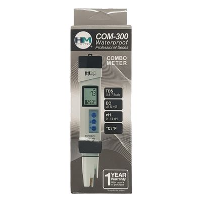 HM Digital Pro Series Waterproof Meter pH/TDS/EC/Temp Pen Style COM-300